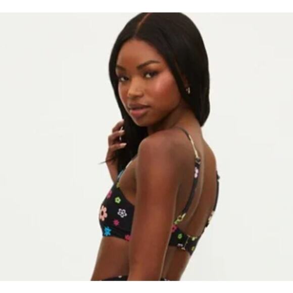 Beach Riot Lou Bikini Top Floral Printed Size Medium Flower Power Print PLL - Picture 3 of 9